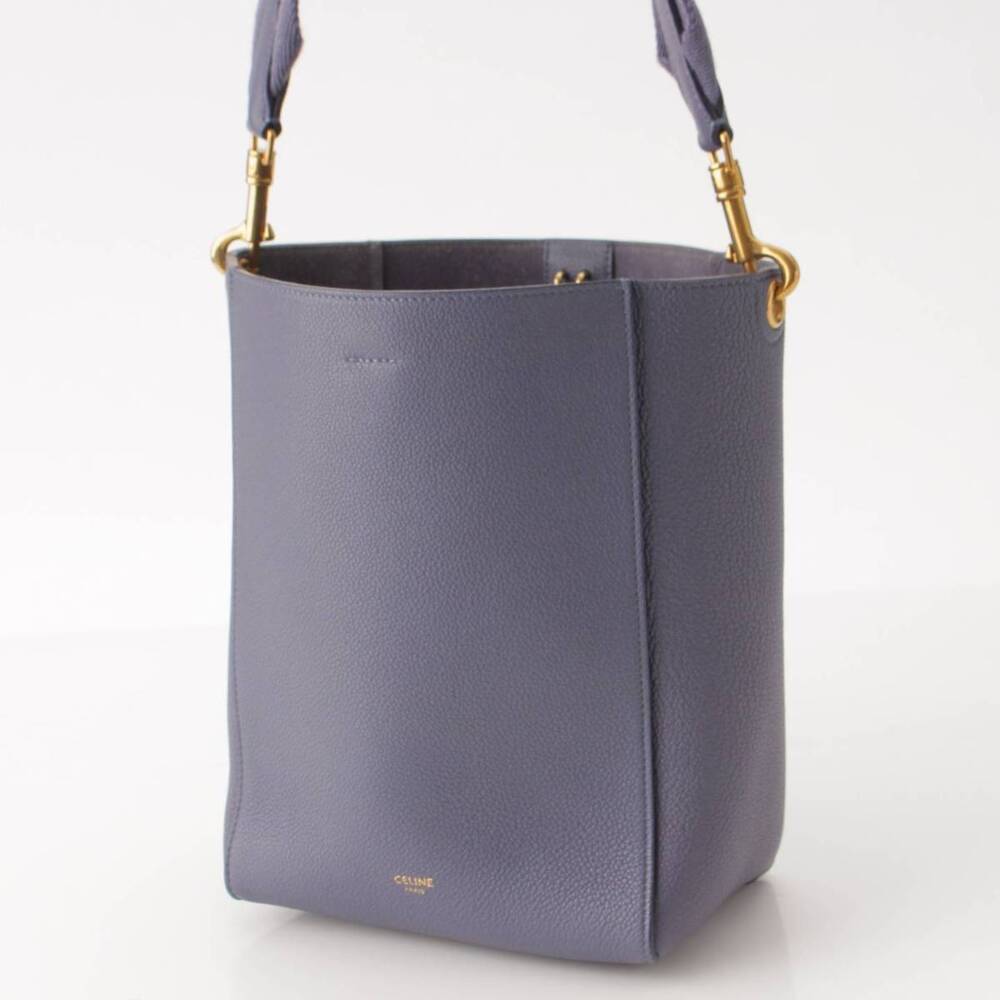 Celine Bucket Sangle Bag Purple Leather Shoulder